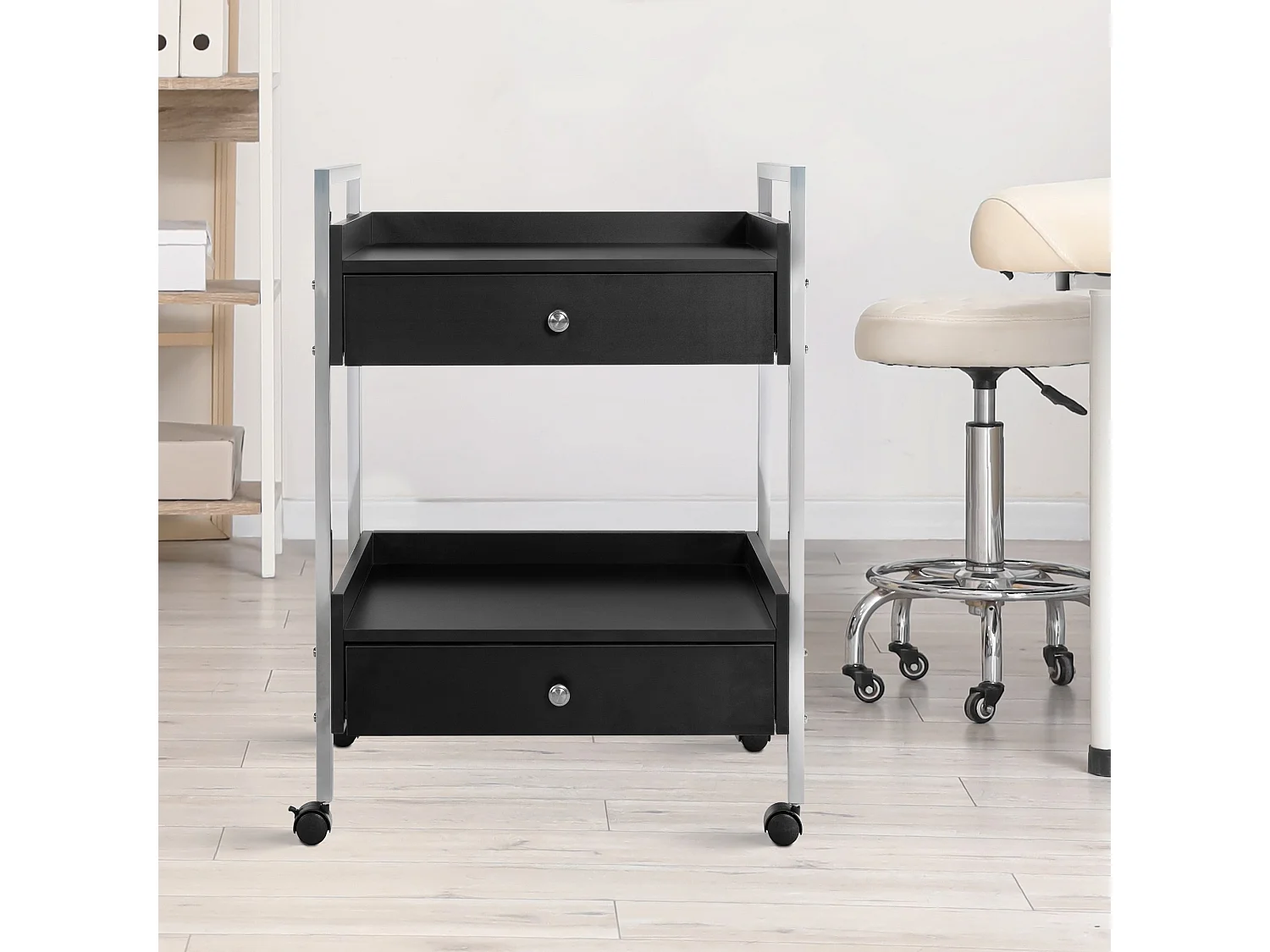 Chariot de service - Métal & Noir - Noir - Luxus