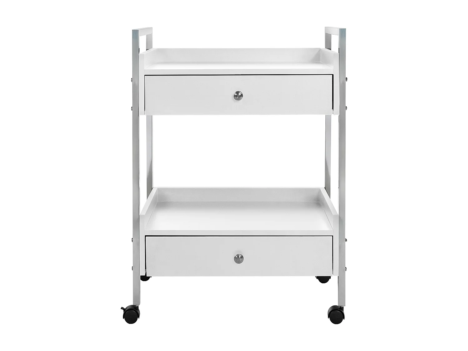 Chariot de service - Métal & Acier inoxydable - Blanc - Luxus