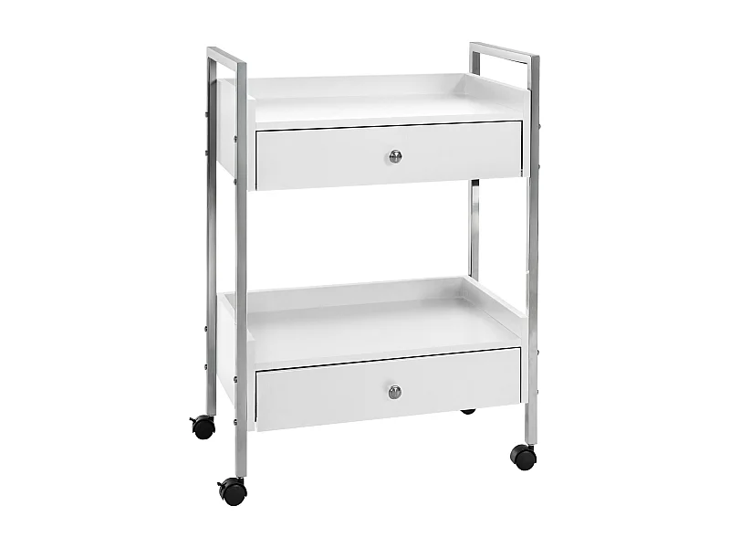 Chariot de service - Métal & Acier inoxydable - Blanc - Luxus