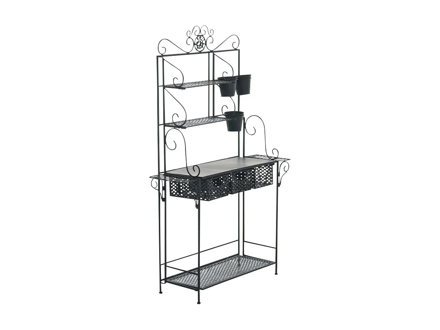 Étagères sur pied - Métal - 94 x 30 x 149cm - Noir - Shine