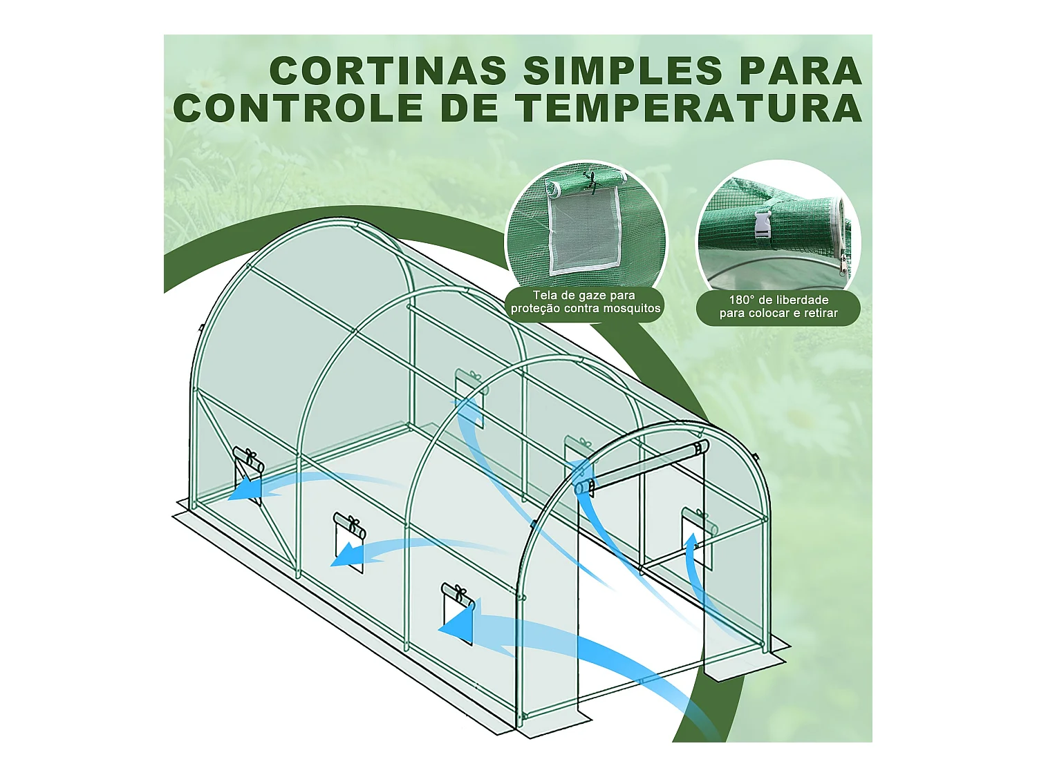 Serre tunnel de jardin 6 m² - Résistante au gel, aux UV et aux intempéries