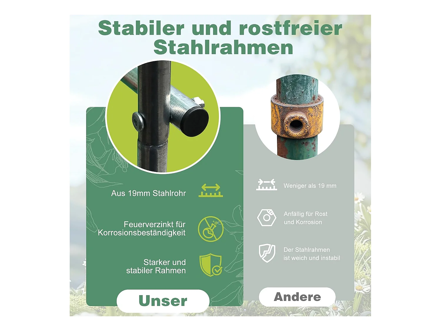 Invernadero túnel de jardín de 6 m² - Resistente a las heladas, a los rayos UV y a la intemperie