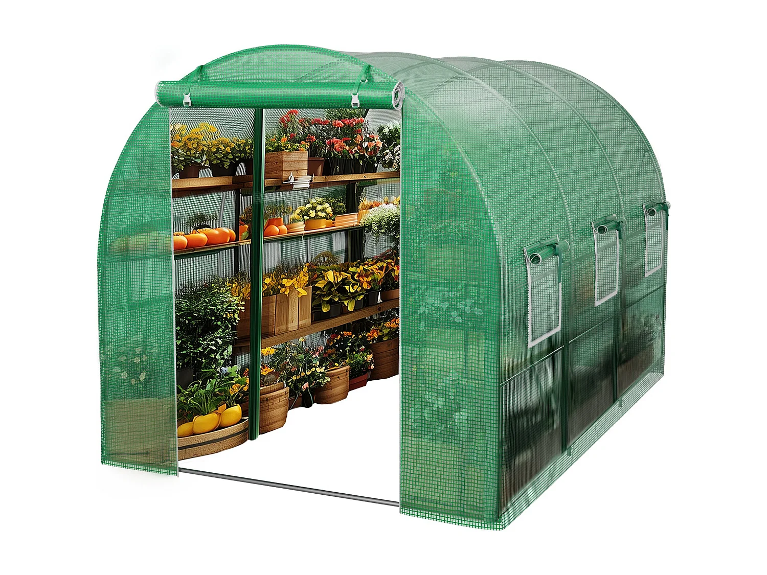 Serre tunnel de jardin 6 m² - Résistante au gel, aux UV et aux intempéries