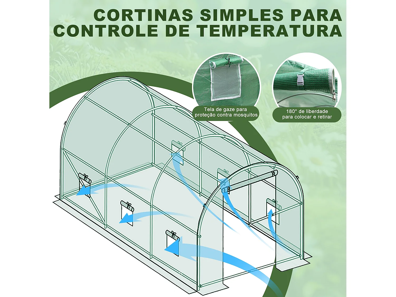Serre tunnel de jardin 6 m² - Résistante au gel, aux UV et aux intempéries