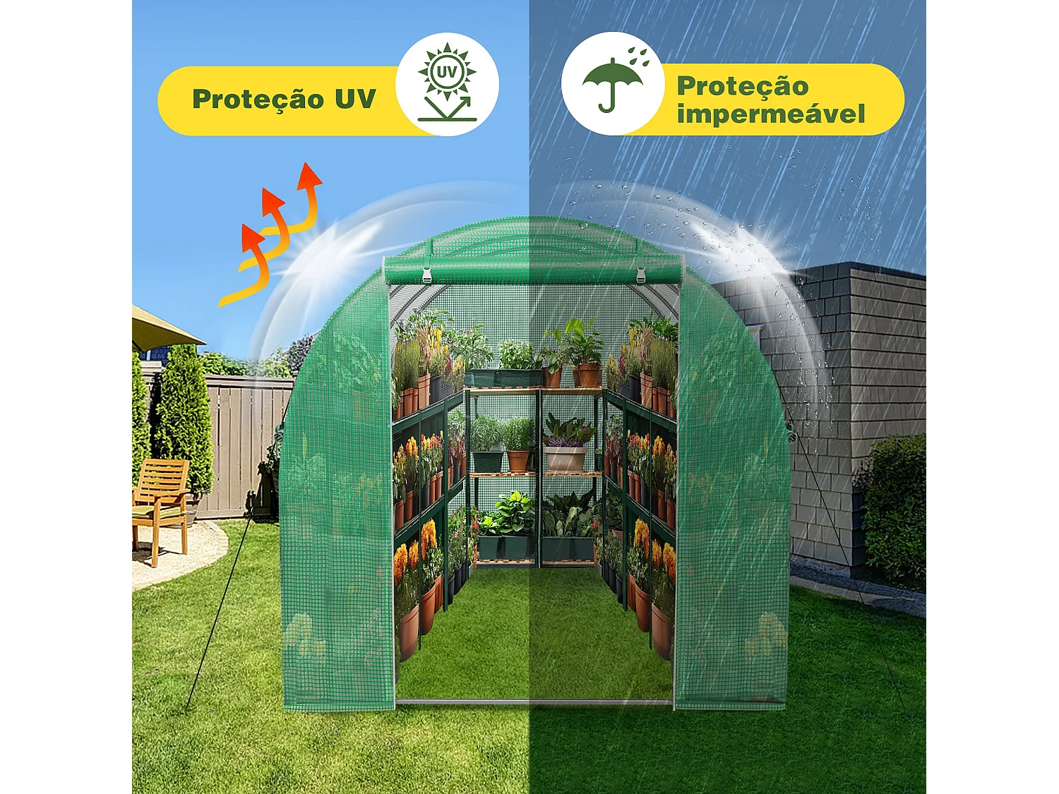 Serre tunnel de jardin 6 m² - Résistante au gel, aux UV et aux intempéries