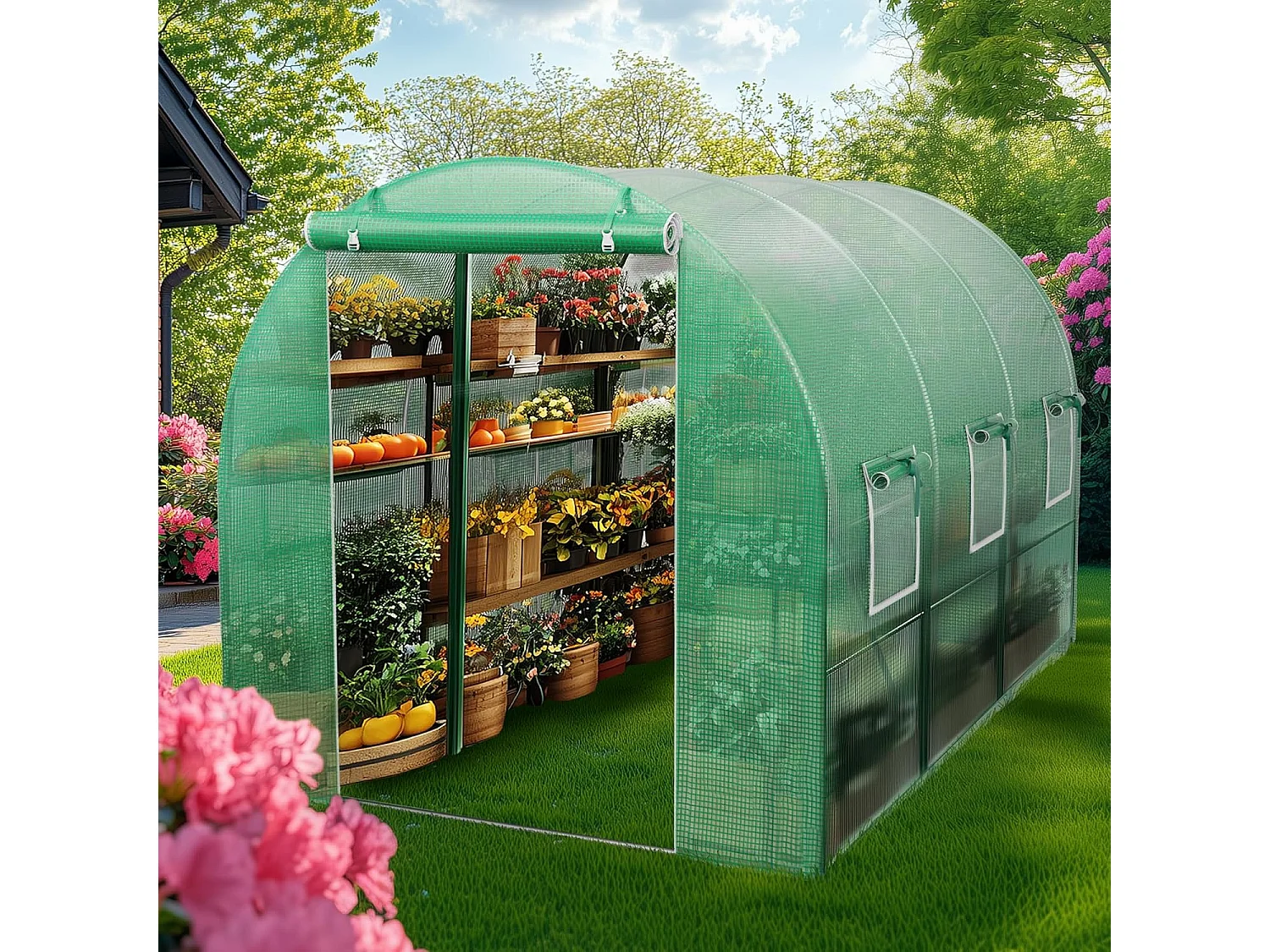 Serre tunnel de jardin 6 m² - Résistante au gel, aux UV et aux intempéries