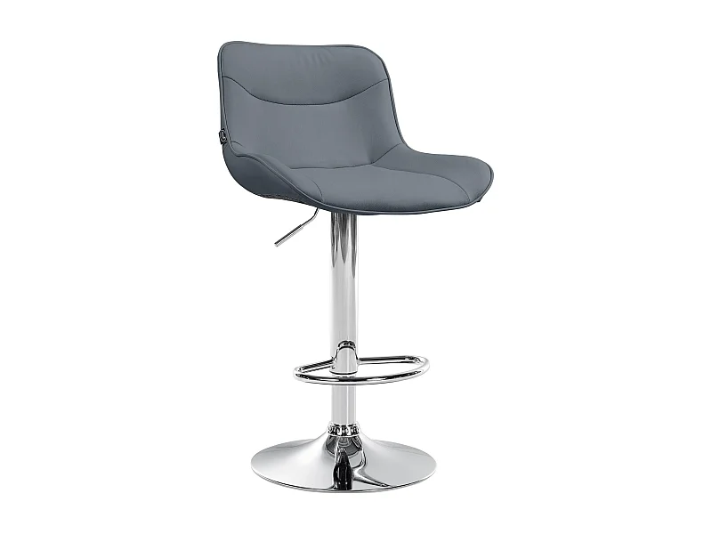 Tabouret de bar - Similicuir (PVC) & Chrome - Gris - Vonore