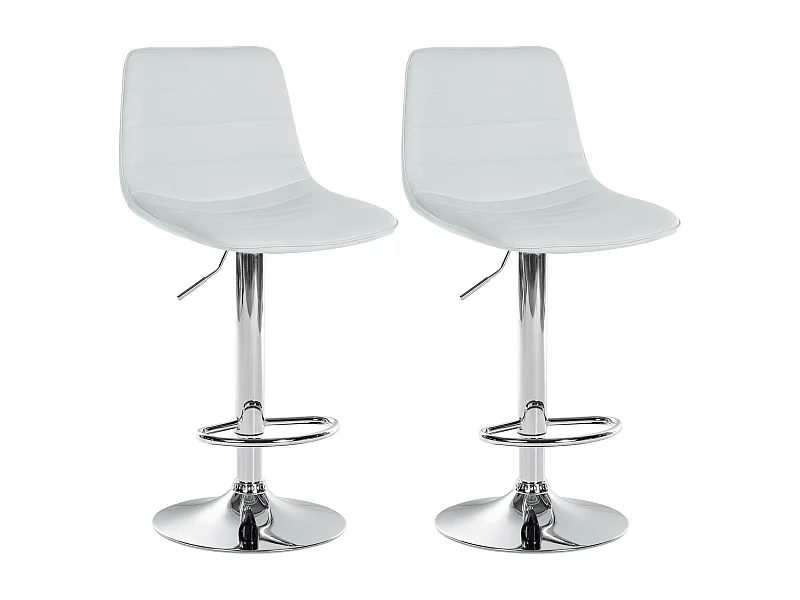 Lot de 2  Tabouret de bar - Similicuir - Blanc - Lex