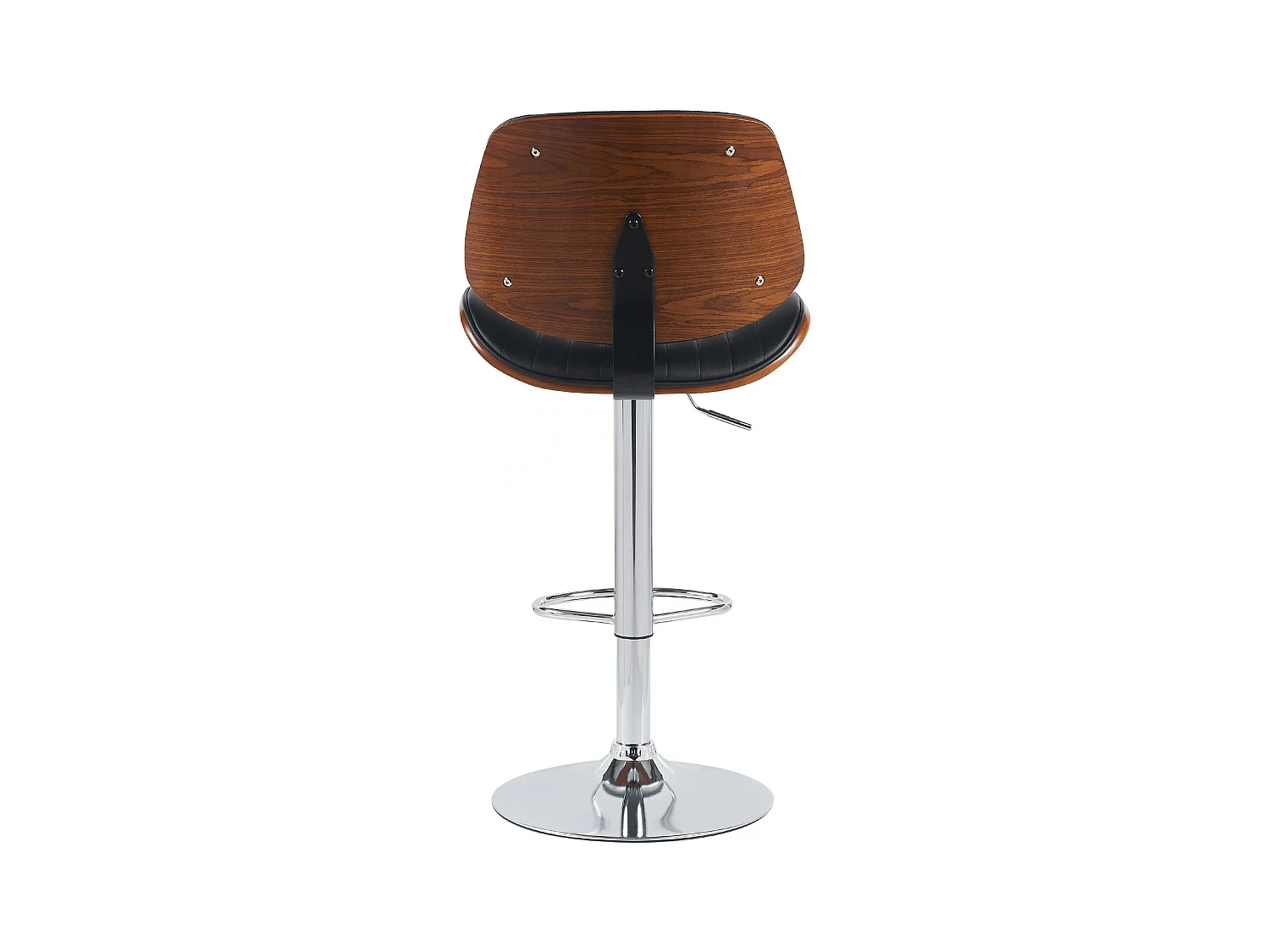 Tabouret de bar - Similicuir & Chrome - Noyer / Noir - Clawson