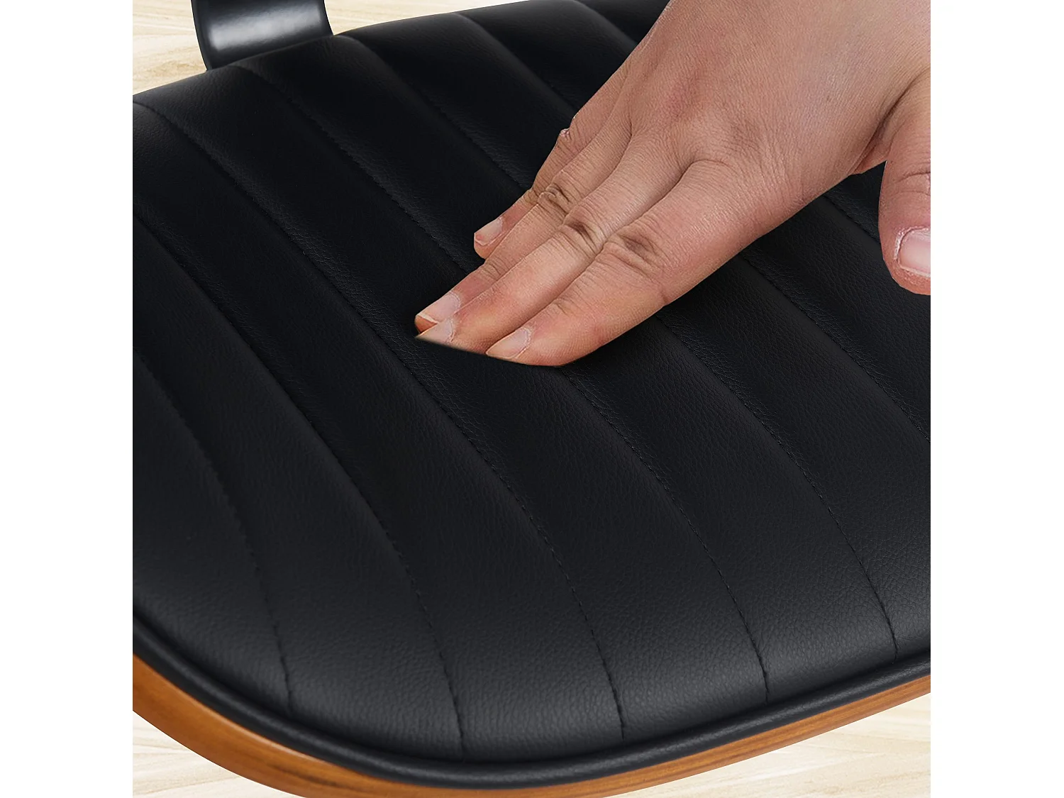 Tabouret de bar - Similicuir & Chrome - Noyer / Noir - Clawson