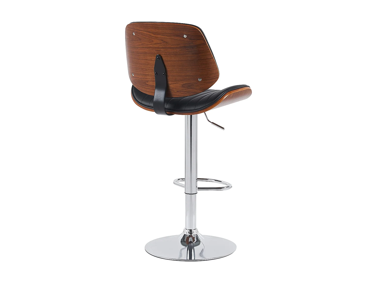 Tabouret de bar - Similicuir & Chrome - Noyer / Noir - Clawson