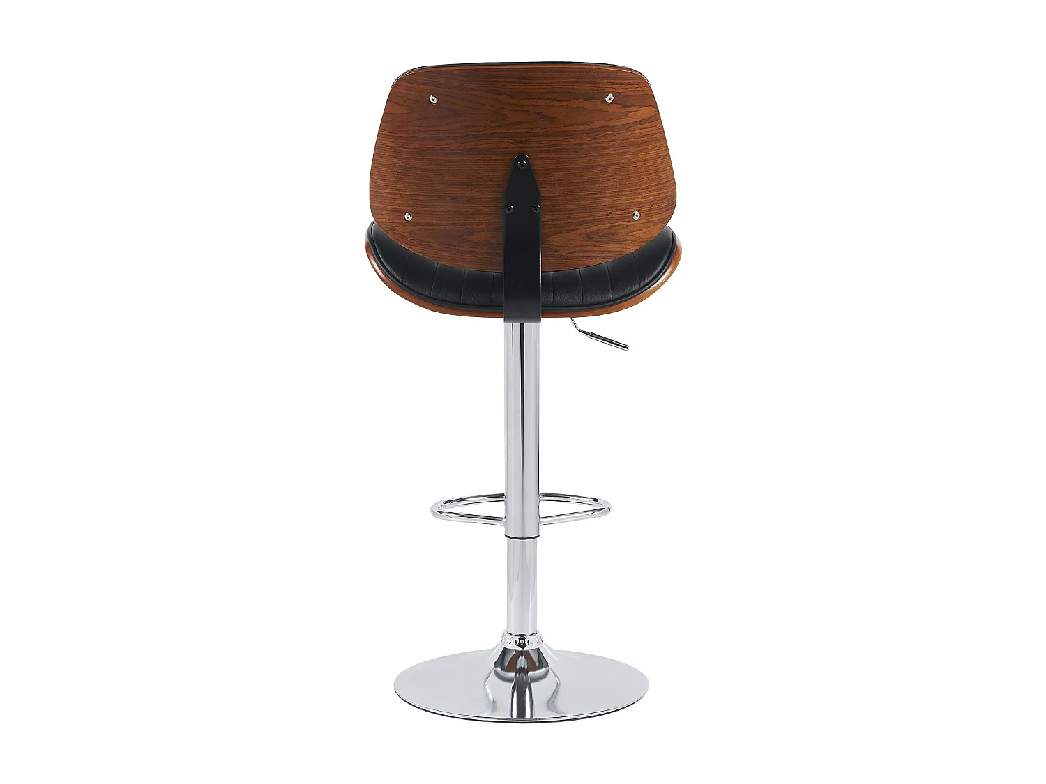 Tabouret de bar - Similicuir & Chrome - Noyer / Noir - Clawson