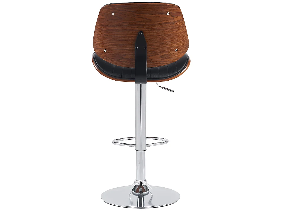 Tabouret de bar - Similicuir & Chrome - Noyer / Noir - Clawson