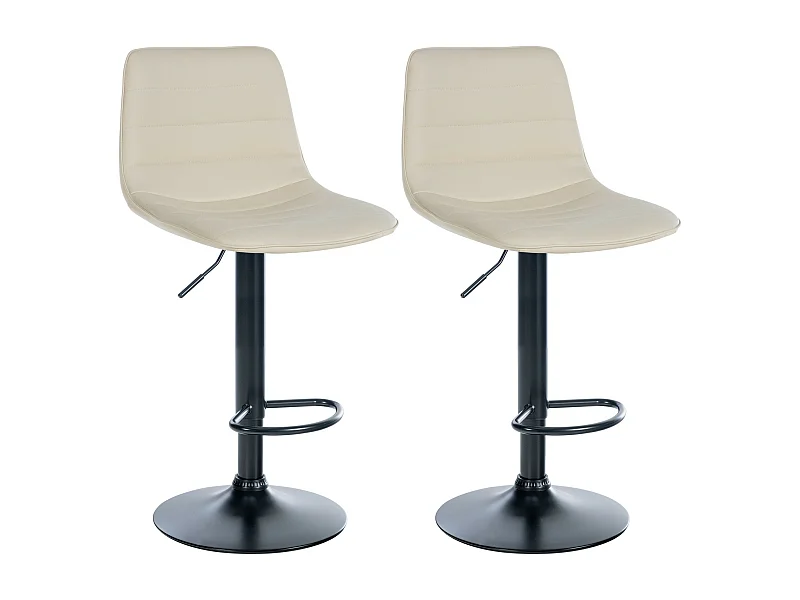 Lot de 2  Tabouret de bar - Similicuir - Crème - Lex