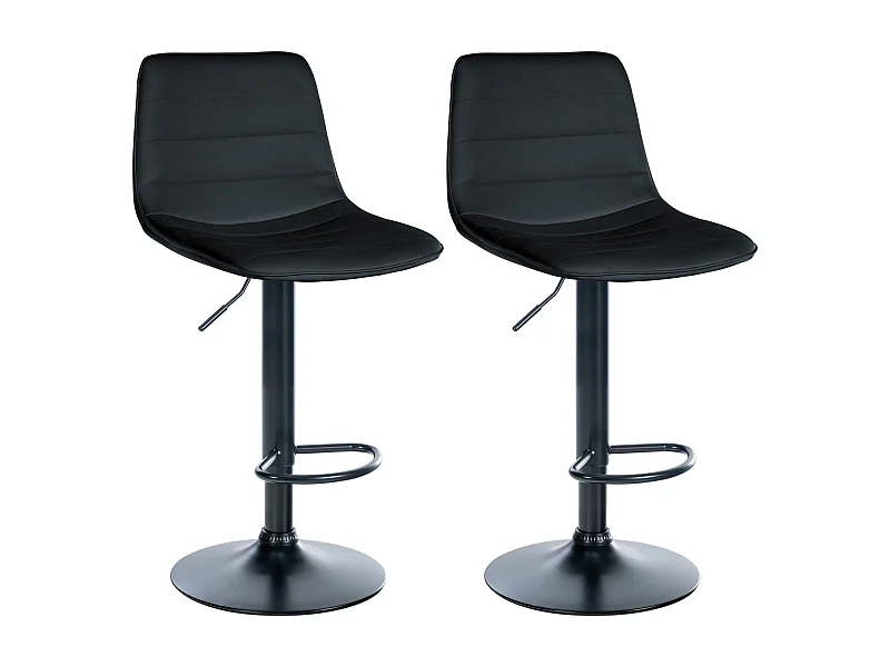 Lot de 2  Tabouret de bar - Similicuir - Noir - Lex