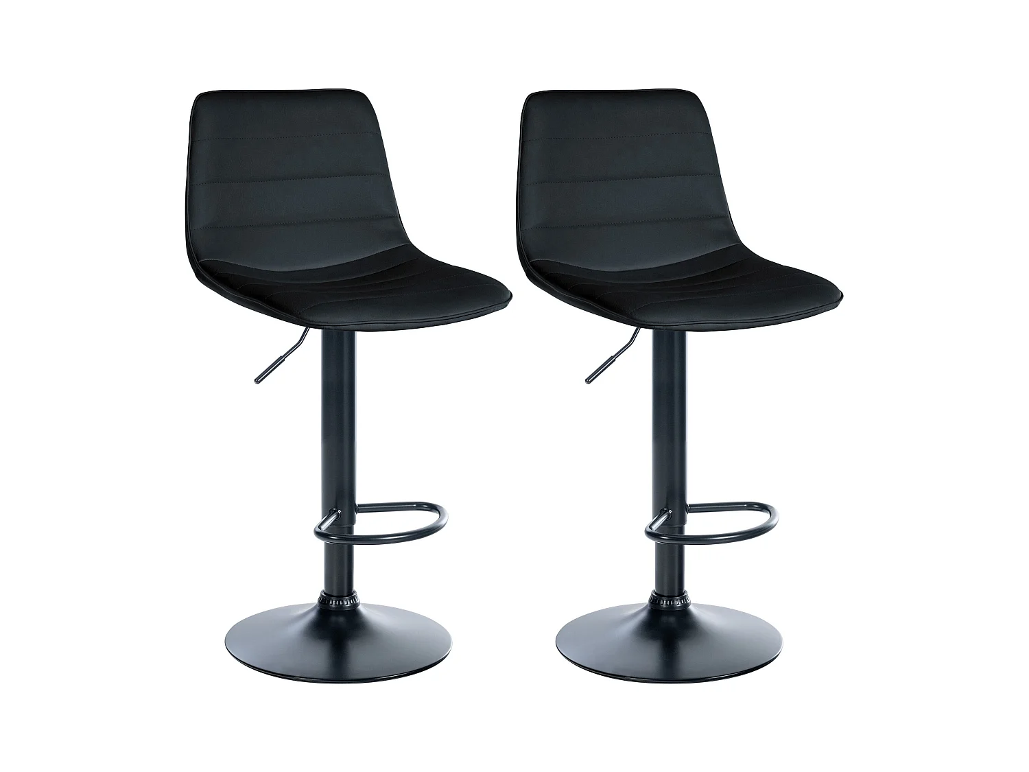 Lot de 2  Tabouret de bar - Similicuir - Noir - Lex