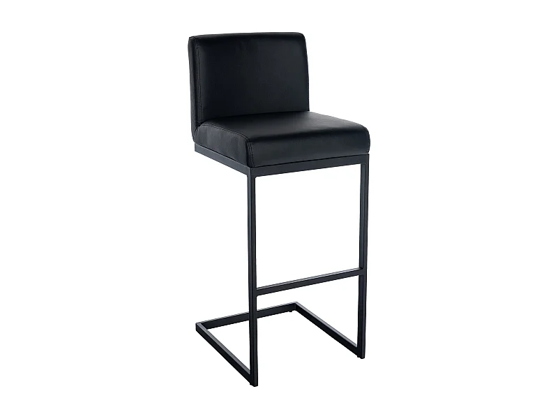 Tabouret de bar - Similicuir - Noir - Hopewell