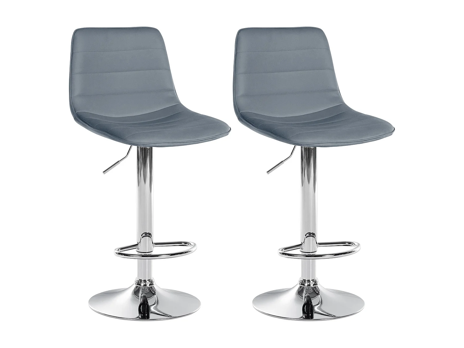 Lot de 2  Tabouret de bar - Similicuir - Gris - Lex