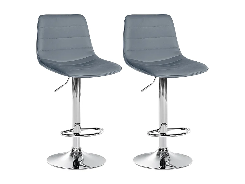 Lot de 2  Tabouret de bar - Similicuir - Gris - Lex