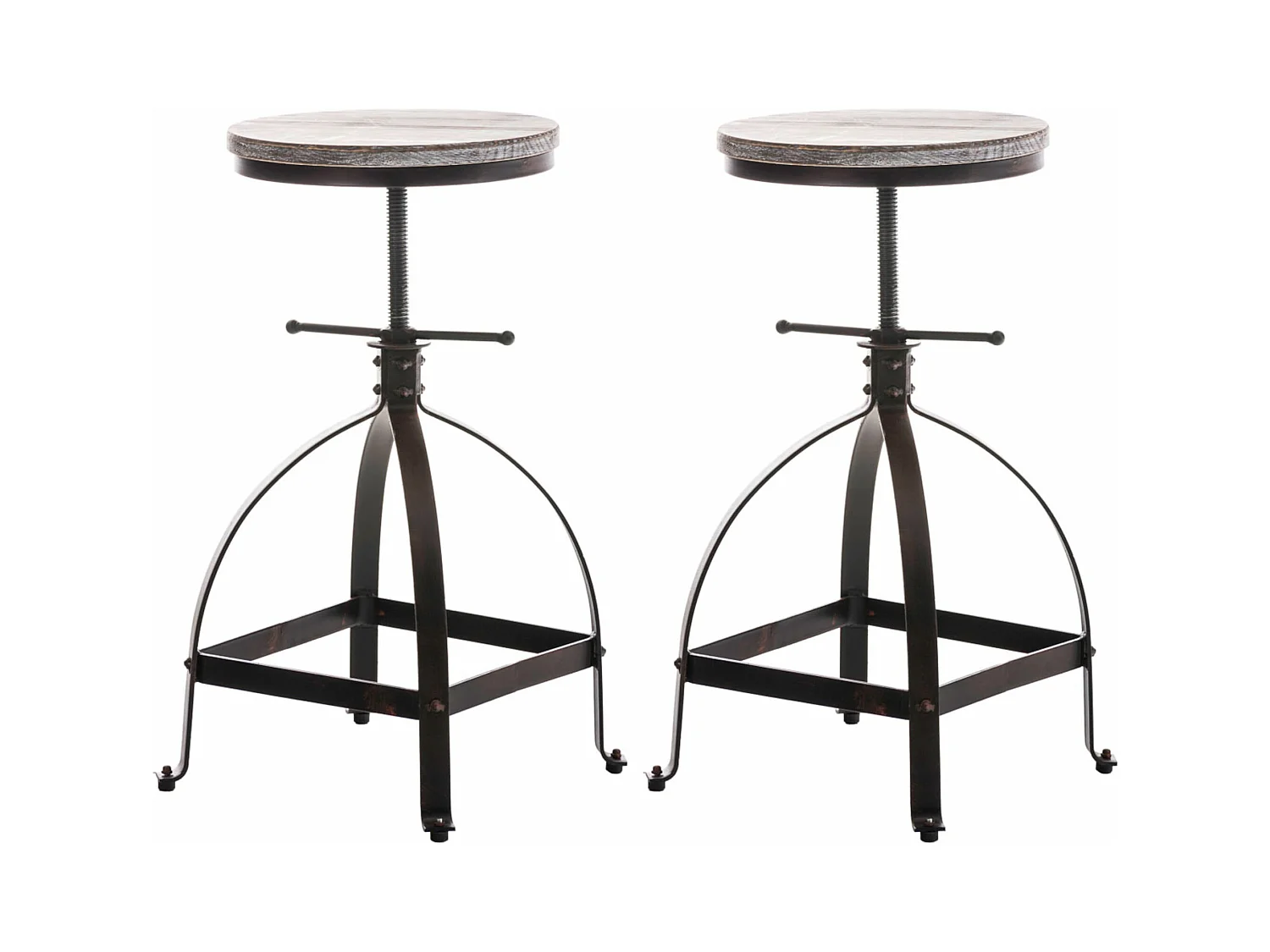 Lot de 2  Tabouret de bar - Bois & Blanc - Bronze - Raja