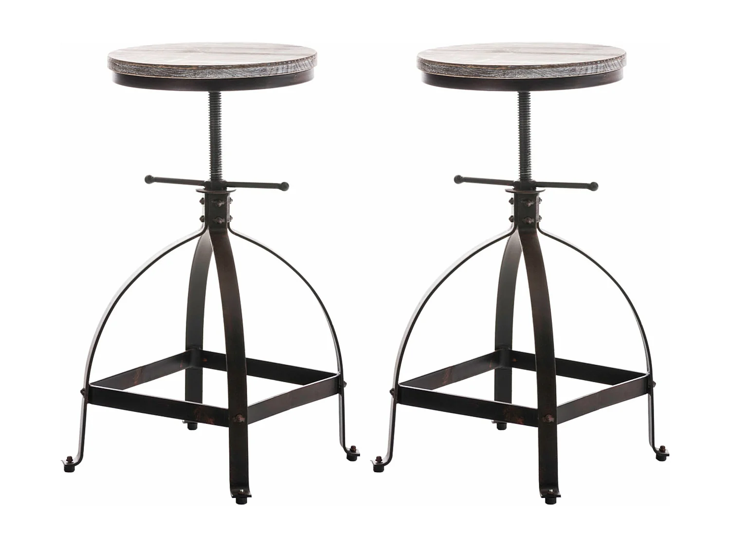 Lot de 2  Tabouret de bar - Bois & Blanc - Bronze - Raja
