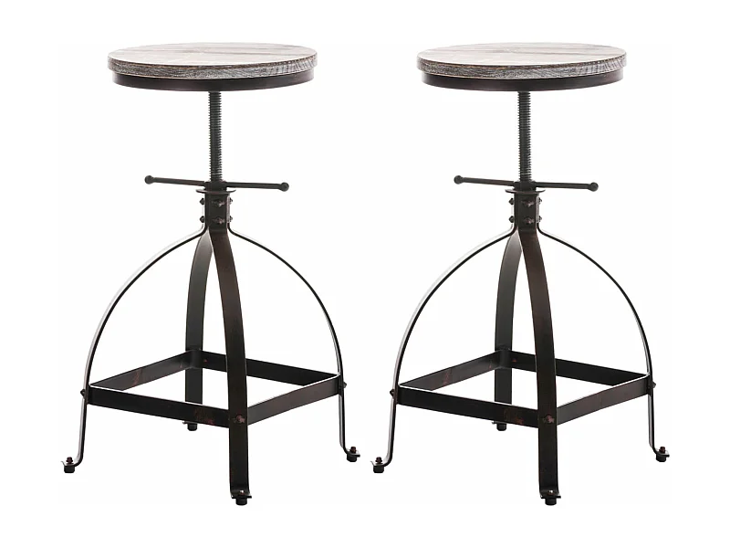 Lot de 2  Tabouret de bar - Bois & Blanc - Bronze - Raja