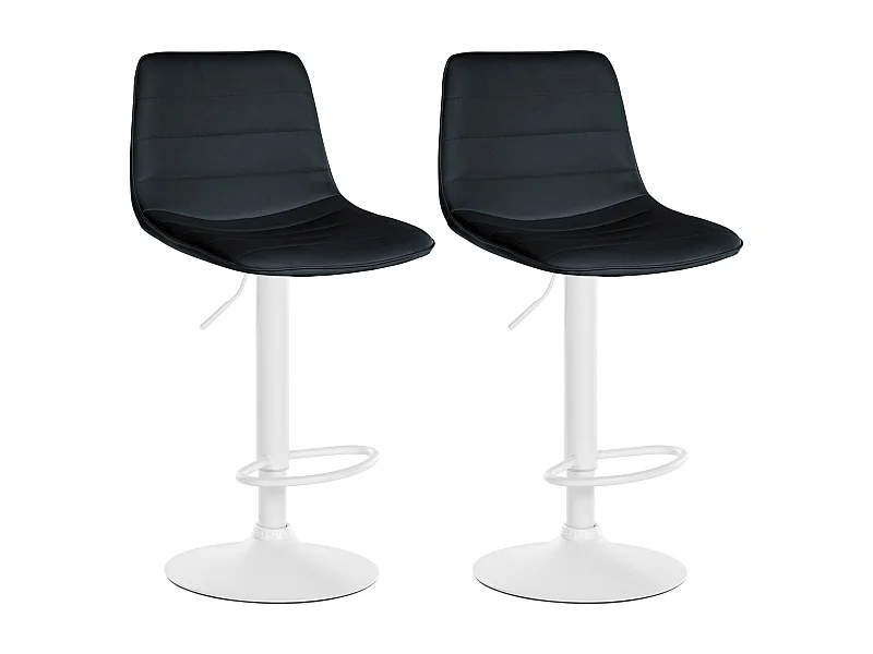 Lot de 2  Tabouret de bar - Similicuir - Noir - Lex