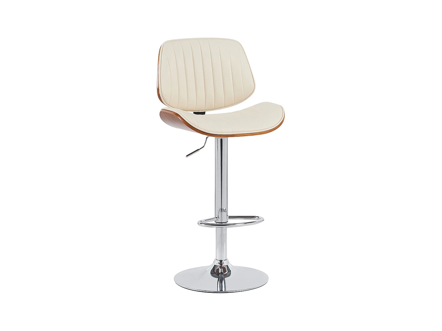 Tabouret de bar - Similicuir & Chrome - Noyer / Crème - Clawson