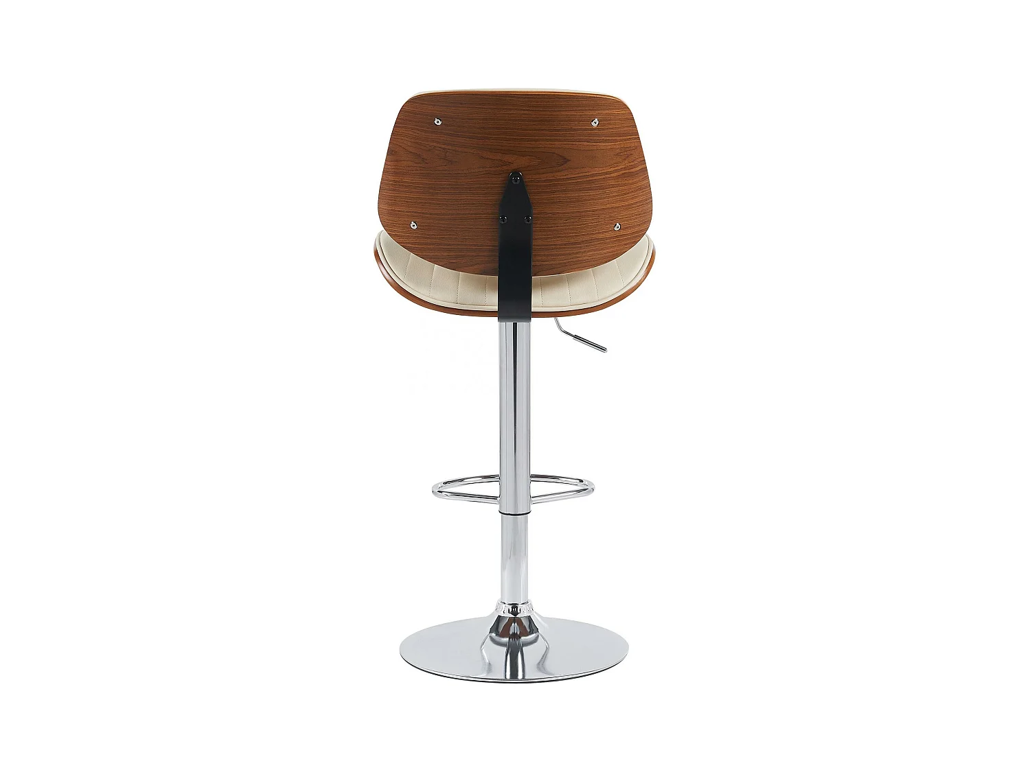Tabouret de bar - Similicuir & Chrome - Noyer / Crème - Clawson