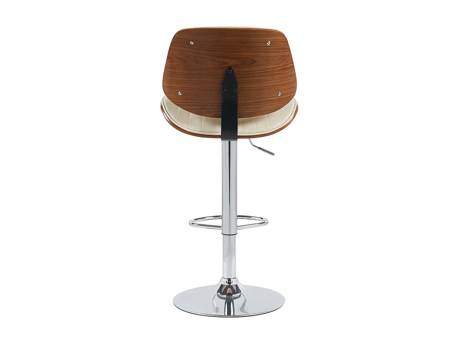 Tabouret de bar - Similicuir & Chrome - Noyer / Crème - Clawson