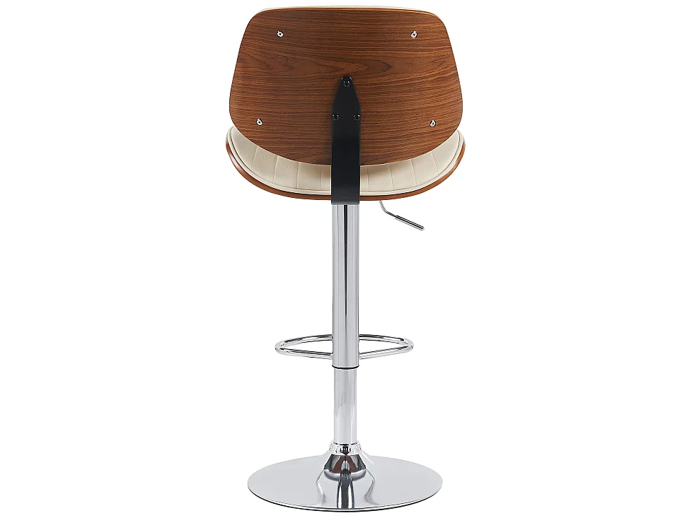 Tabouret de bar - Similicuir & Chrome - Noyer / Crème - Clawson