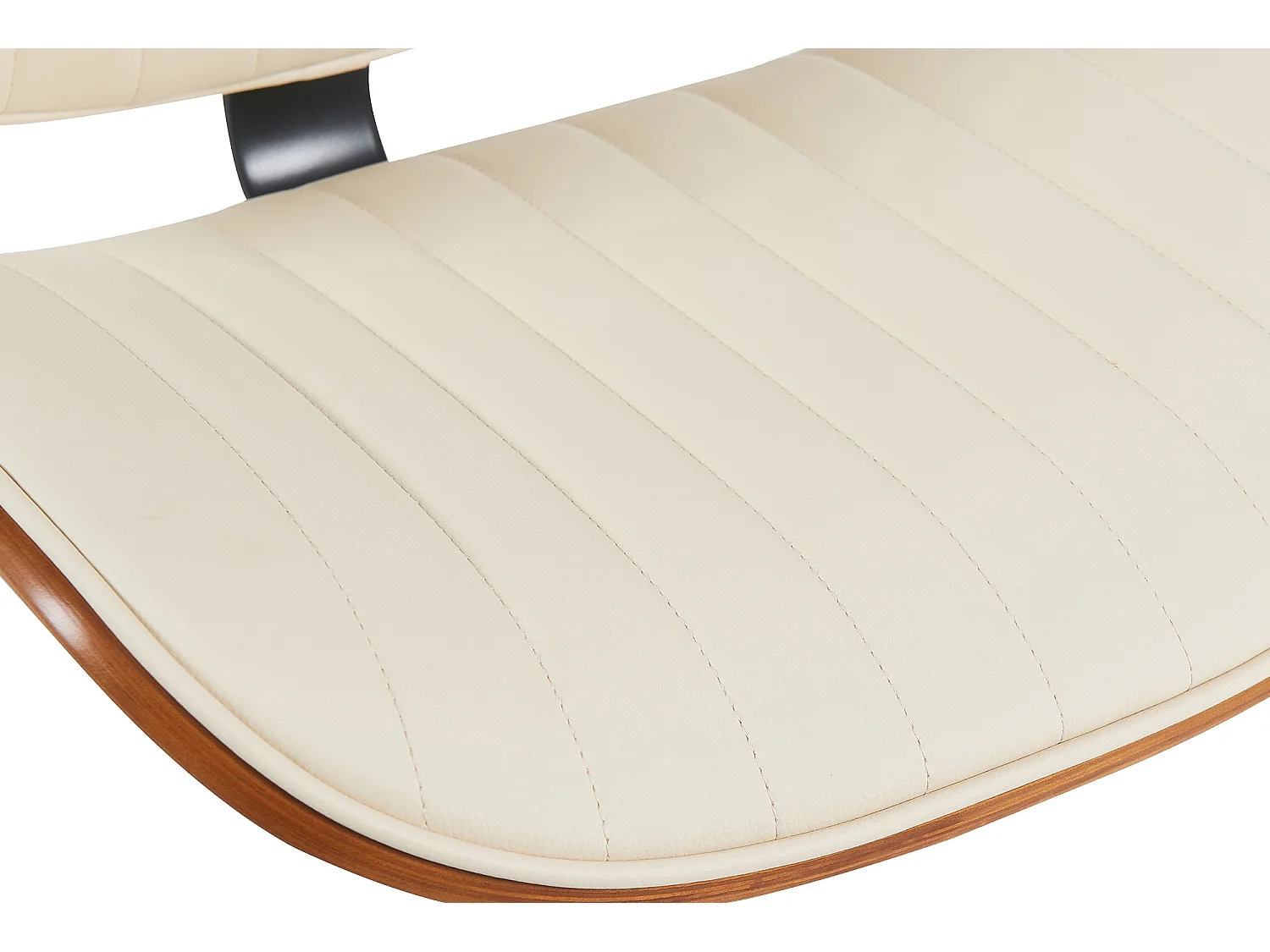 Tabouret de bar - Similicuir & Chrome - Noyer / Crème - Clawson
