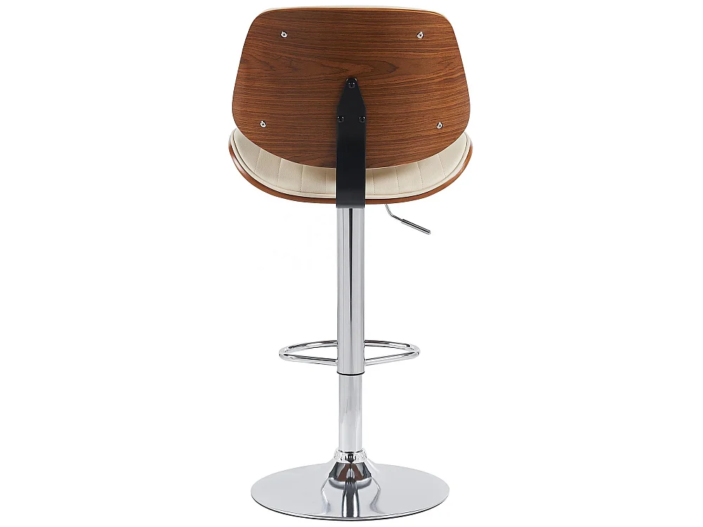 Tabouret de bar - Similicuir & Chrome - Noyer / Crème - Clawson