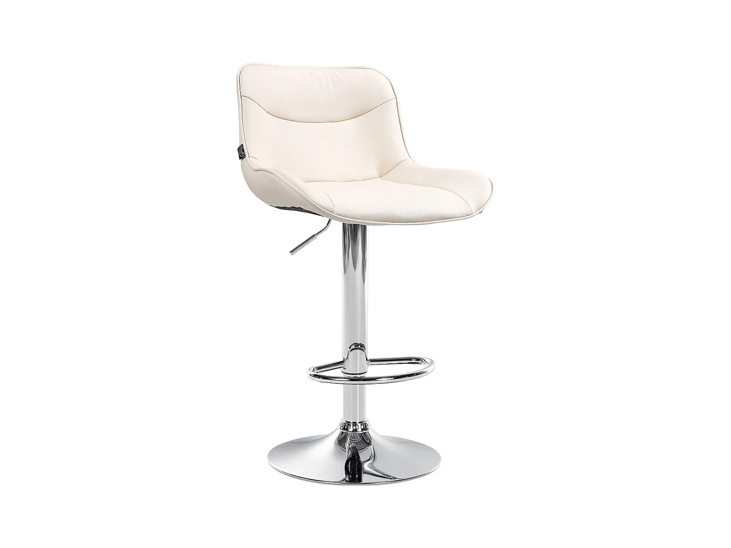 Tabouret de bar - Similicuir (PVC) & Chrome - Crème - Vonore