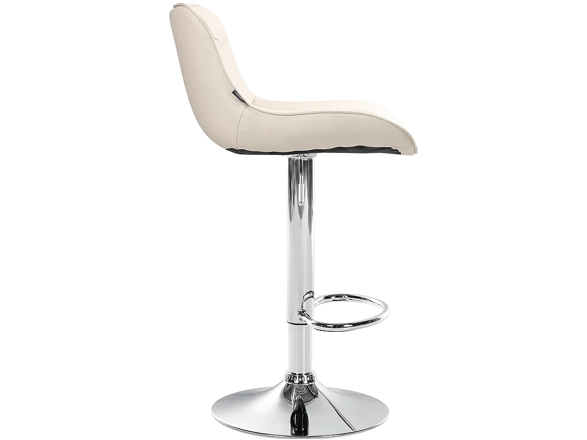 Tabouret de bar - Similicuir (PVC) & Chrome - Crème - Vonore