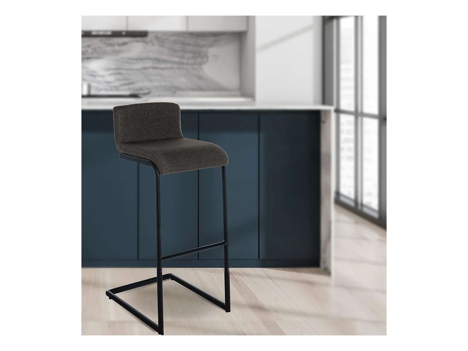 Tabouret de bar - Tissu - Gris foncé - Newport