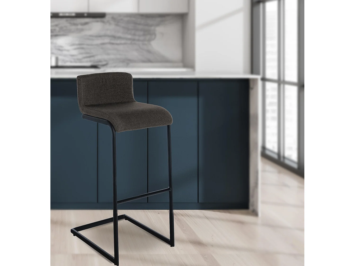 Tabouret de bar - Tissu - Gris foncé - Newport