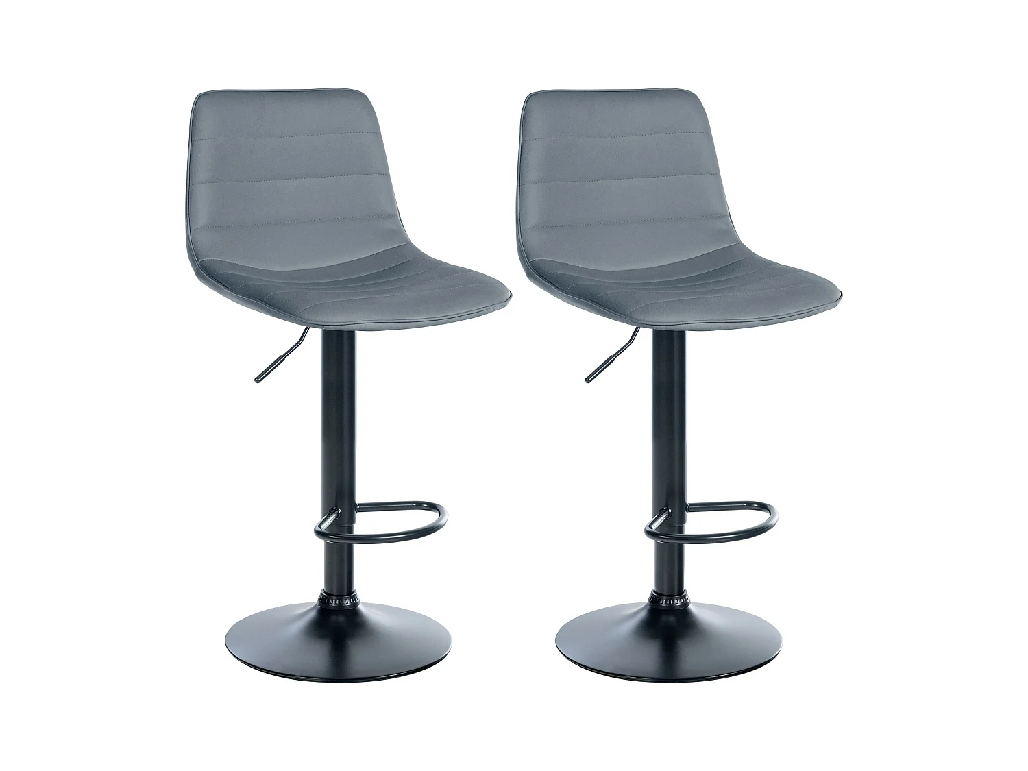Lot de 2  Tabouret de bar - Similicuir - Gris - Lex