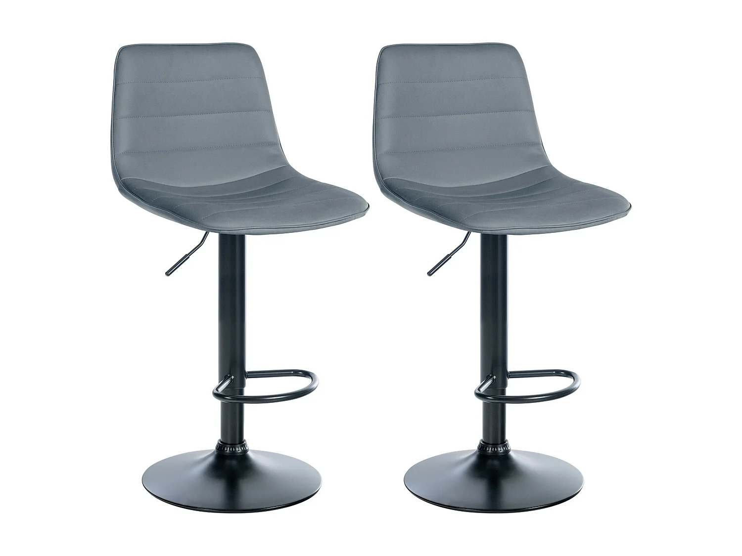 Lot de 2  Tabouret de bar - Similicuir - Gris - Lex