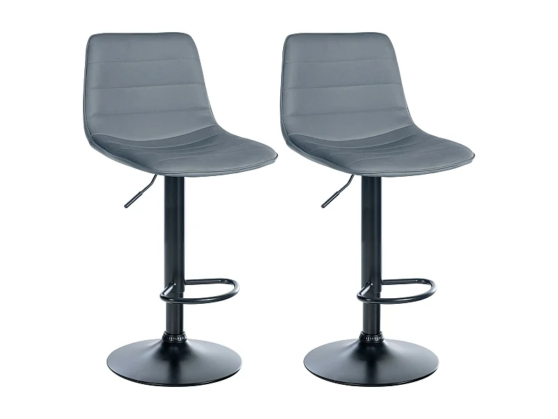 Lot de 2  Tabouret de bar - Similicuir - Gris - Lex