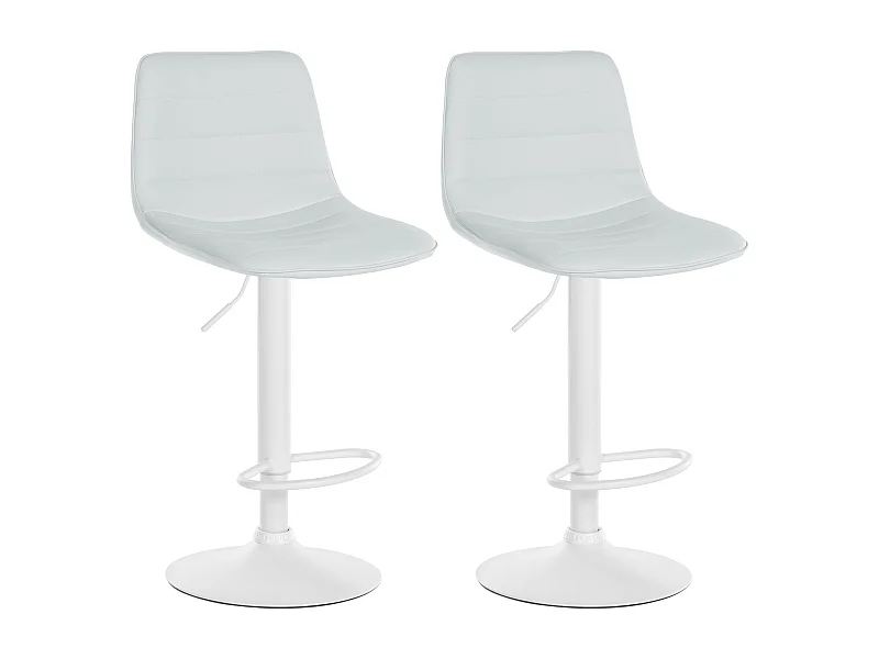 Lot de 2  Tabouret de bar - Similicuir - Blanc - Lex