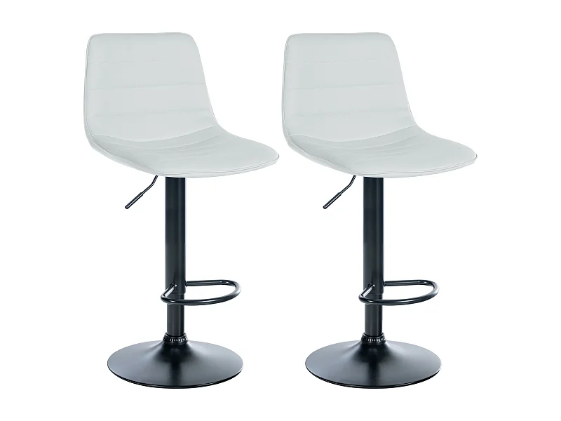 Lot de 2  Tabouret de bar - Similicuir - Blanc - Lex