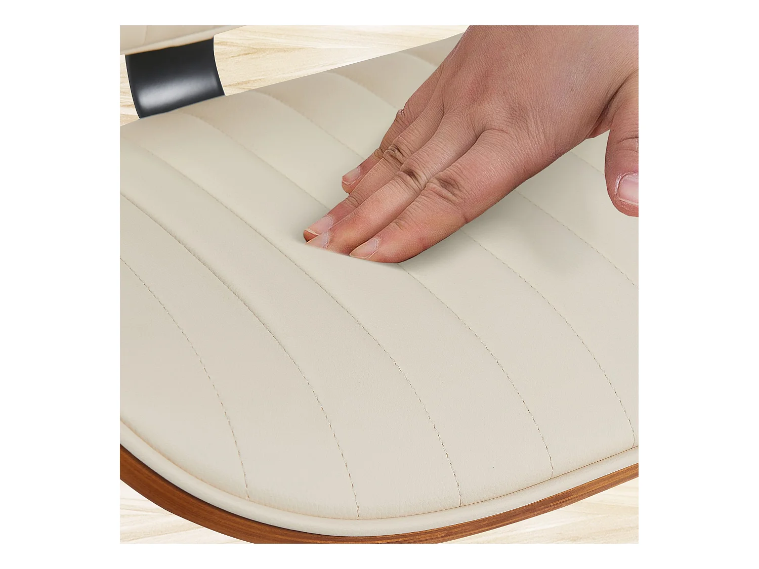 Tabouret de bar - Similicuir & Noir - Noyer / Crème - Clawson