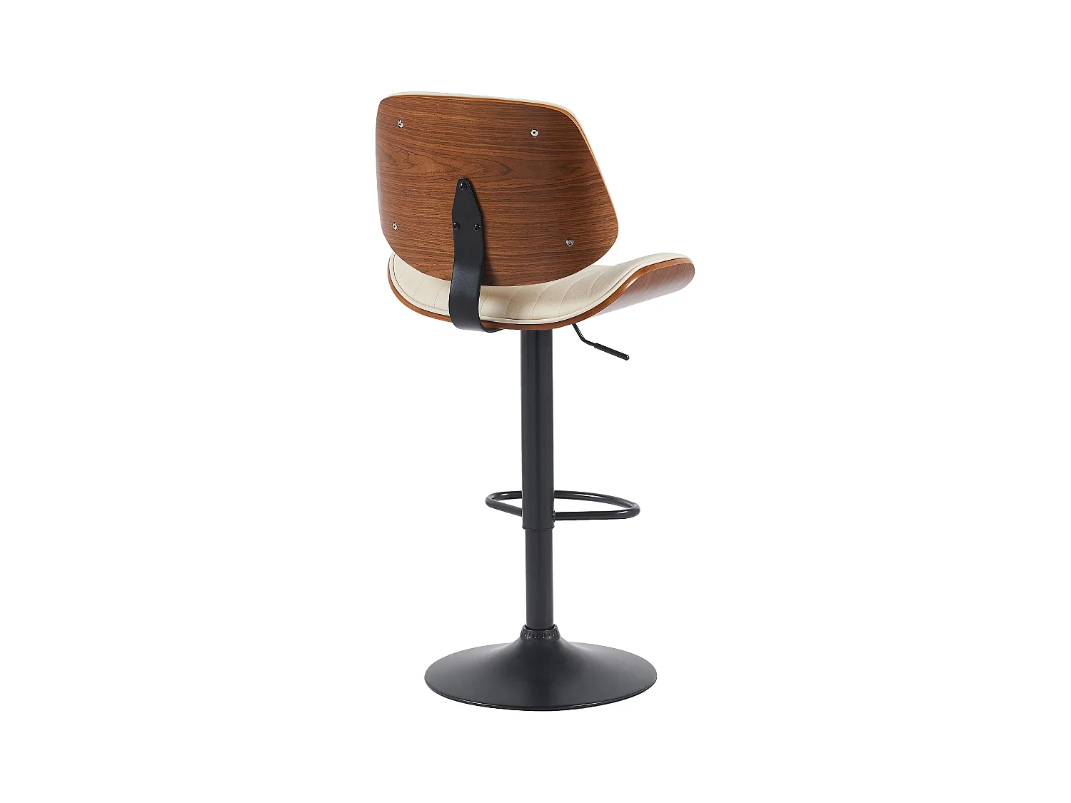 Tabouret de bar - Similicuir & Noir - Noyer / Crème - Clawson