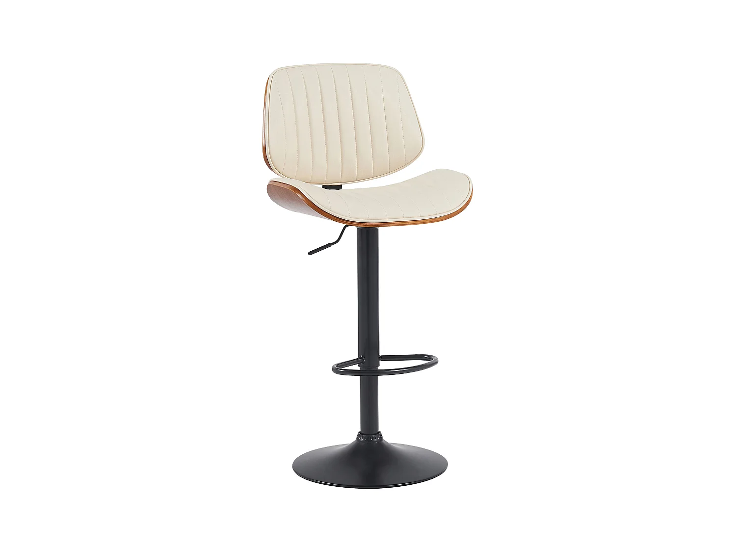 Tabouret de bar - Similicuir & Noir - Noyer / Crème - Clawson