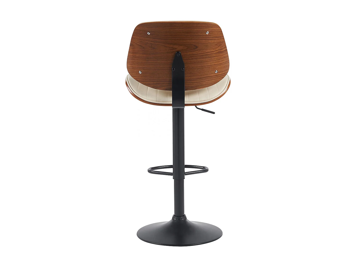 Tabouret de bar - Similicuir & Noir - Noyer / Crème - Clawson
