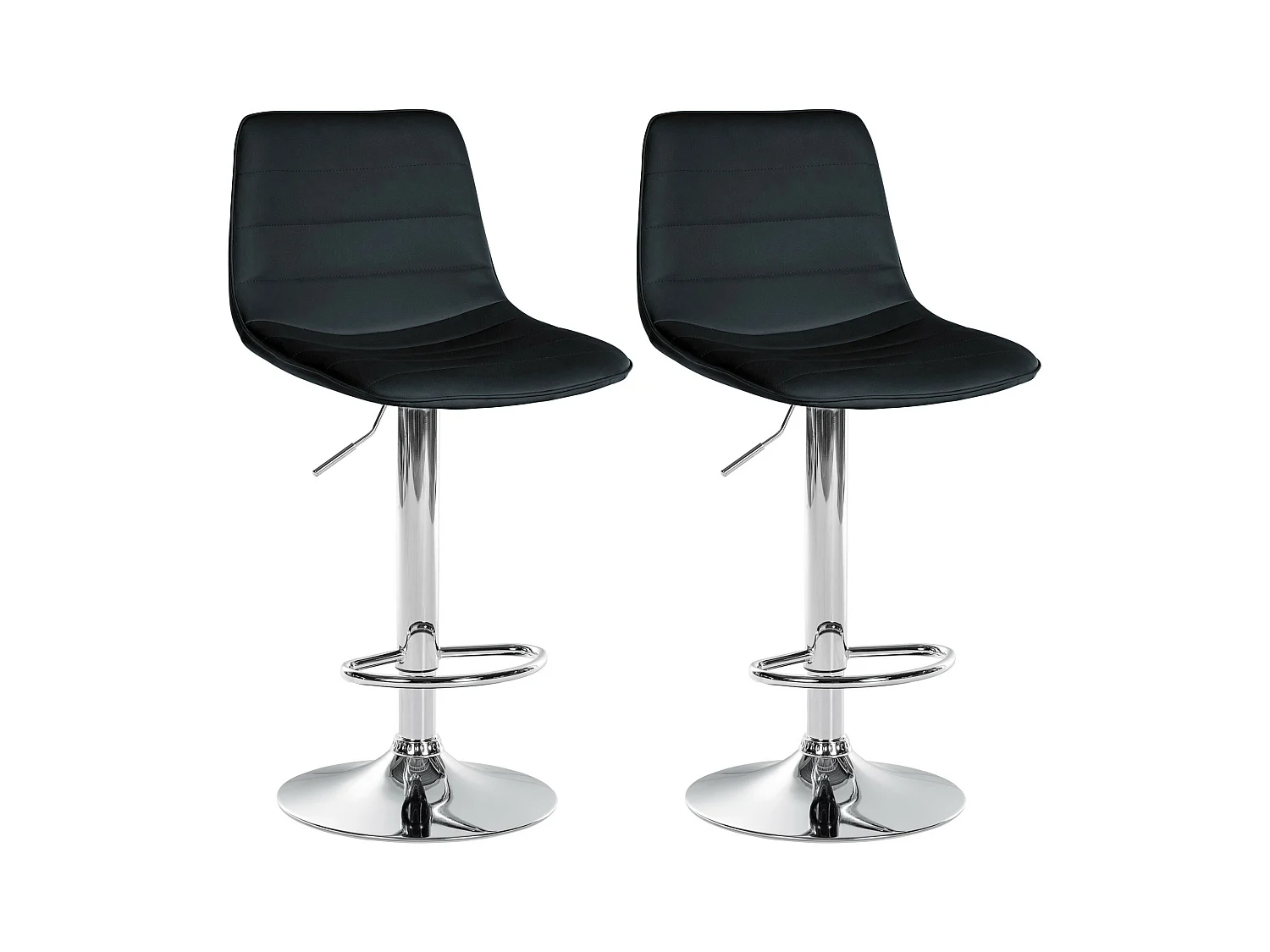 Lot de 2  Tabouret de bar - Similicuir - Noir - Lex