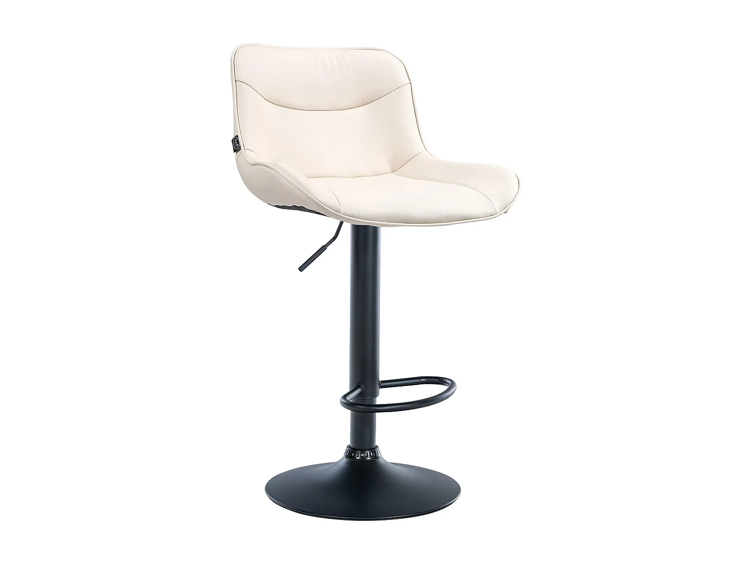 Tabouret de bar - Similicuir (PVC) & Noir - Crème - Vonore