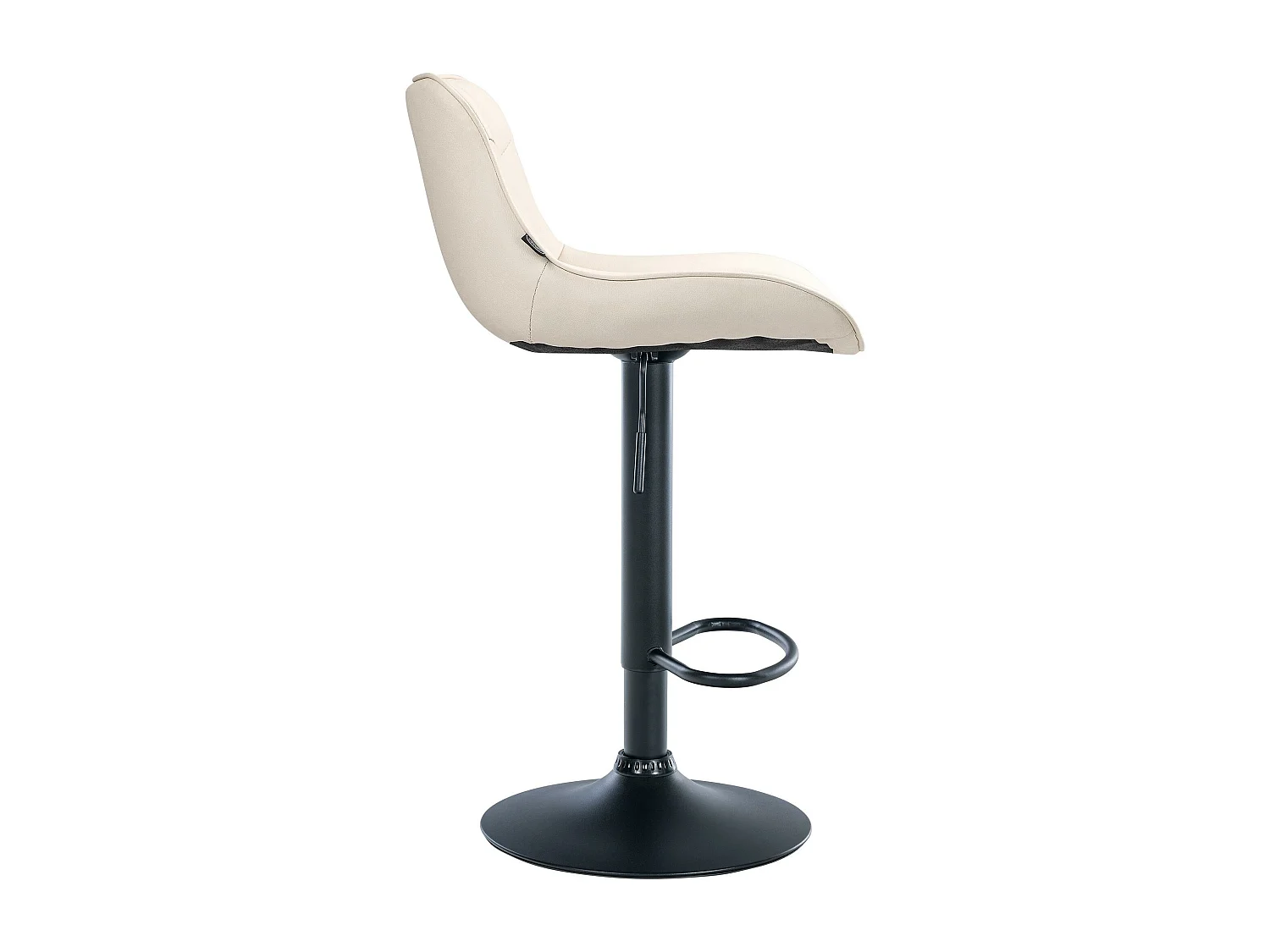 Tabouret de bar - Similicuir (PVC) & Noir - Crème - Vonore