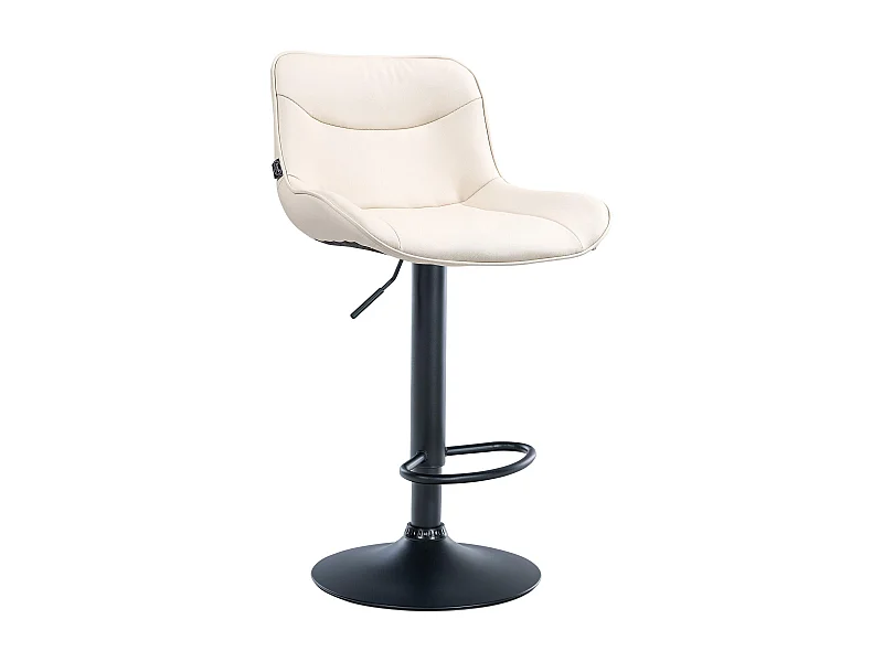 Tabouret de bar - Similicuir (PVC) & Noir - Crème - Vonore